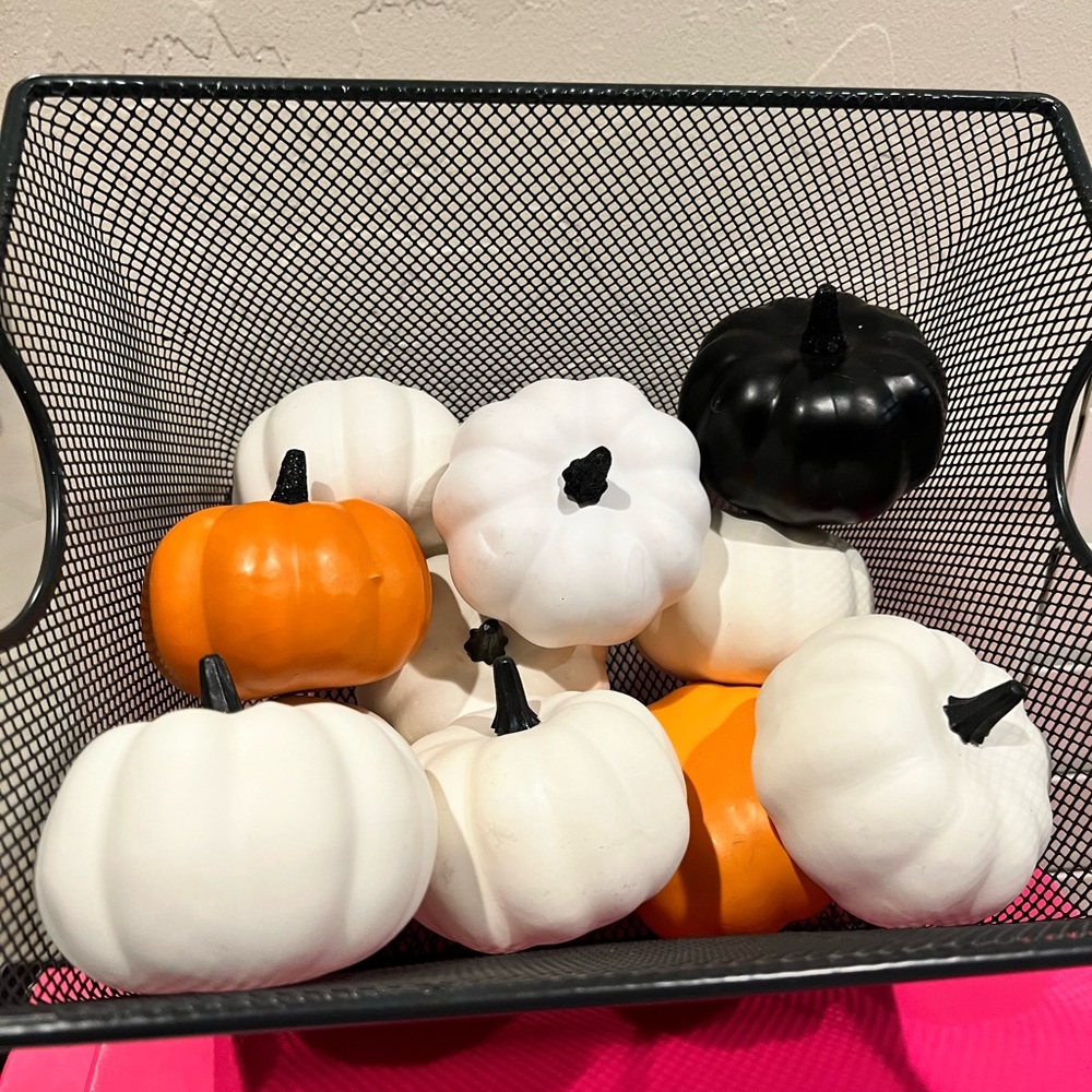 Decorative White and Orange Pumpkins